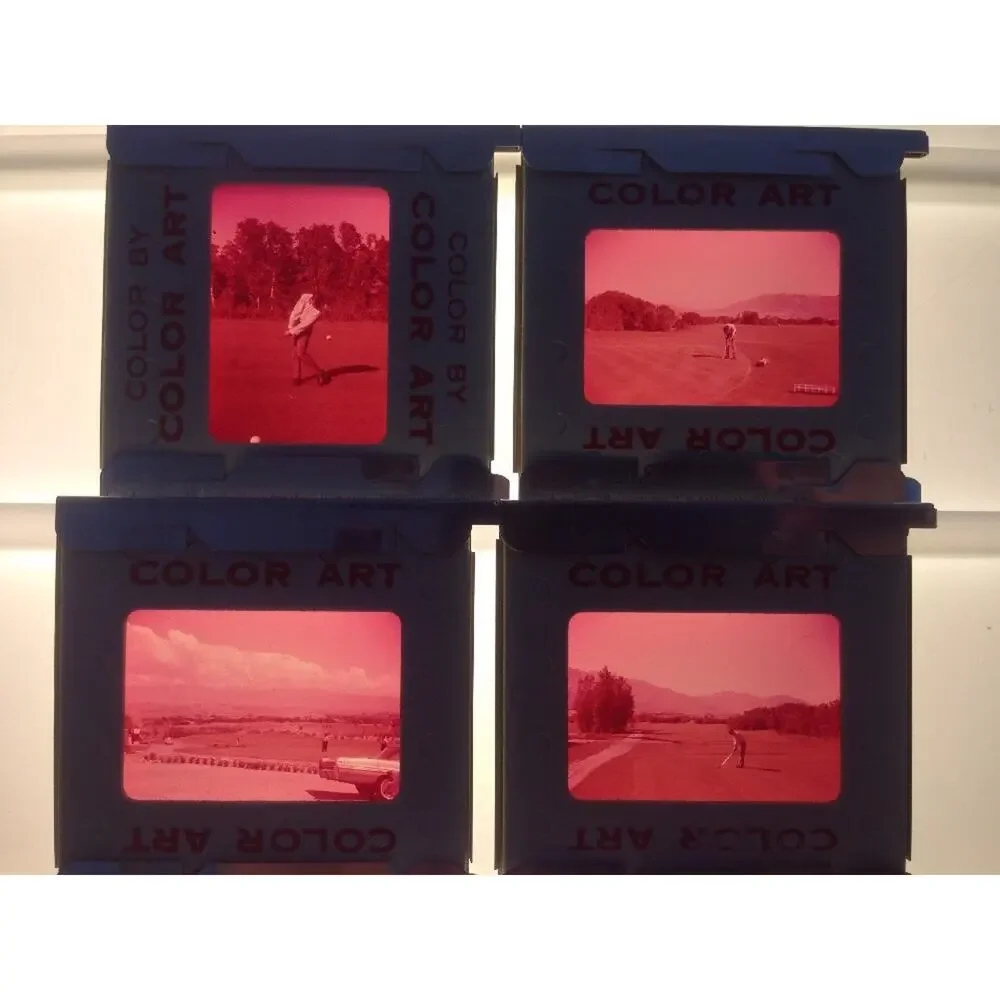 Lot of 4 Vintage 40s 50s Mid Century Man Playing Golf Photograph Color Slides